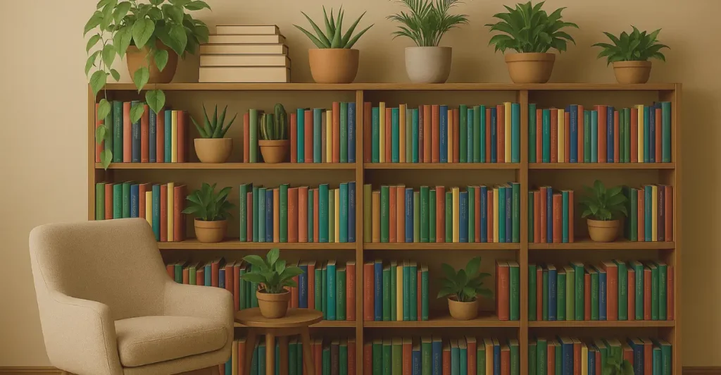 estante com plantas adequadas